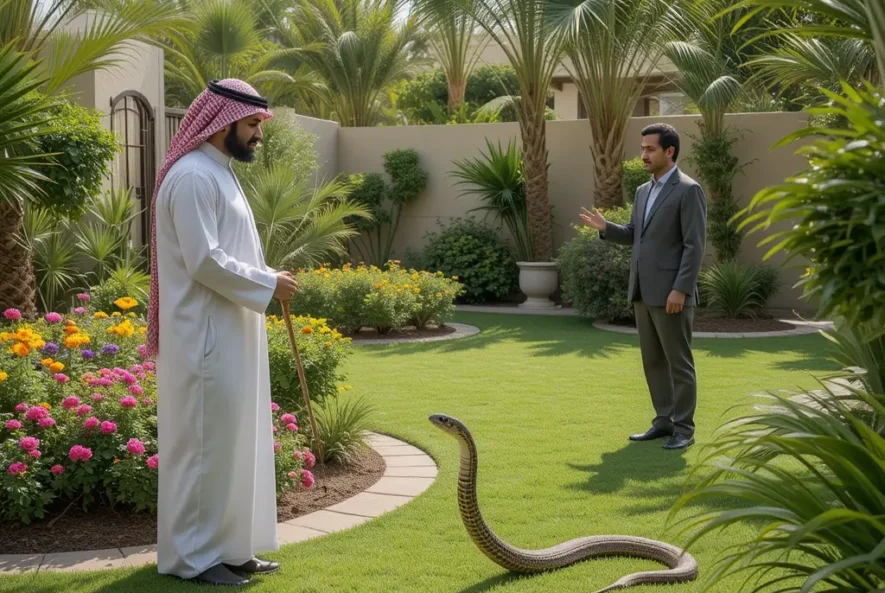 facing a snake in garden
